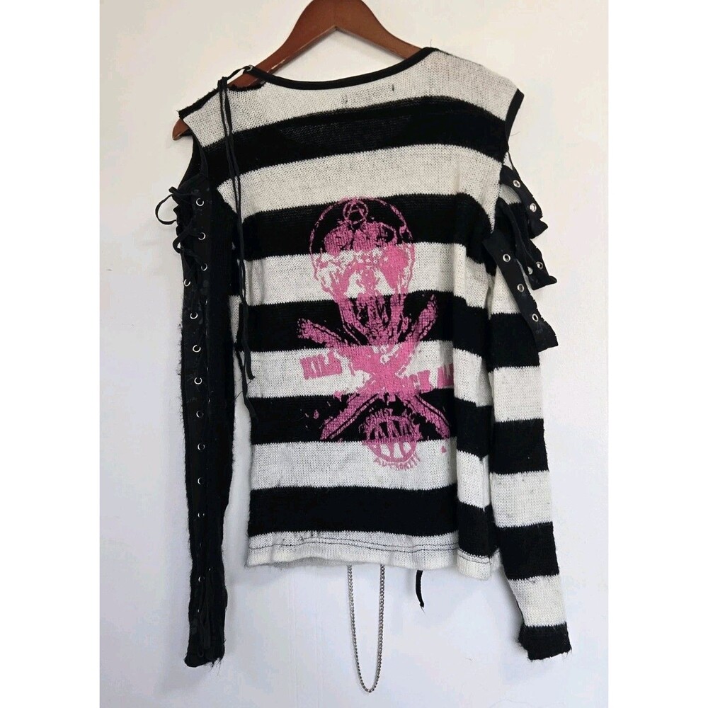 Gothic Lolita Punk Sweater Womens L Y2K Top GLP Goth Punk Rock Retro Emo Grunge - Picture 5 of 8